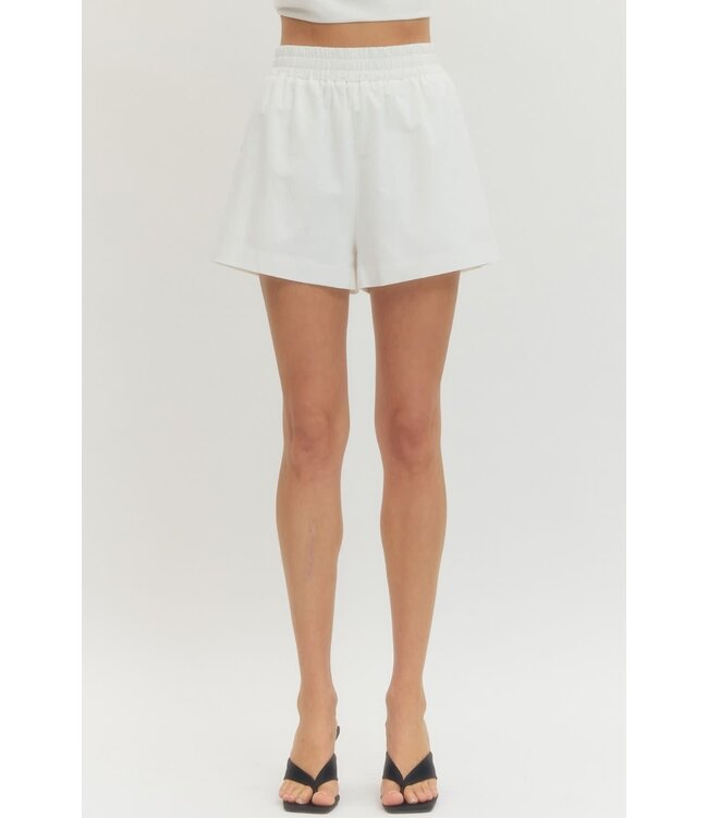 Hannah Solid Elastic Waist Shorts