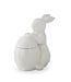 8.5 Inch White Ceramic Flower Embossed Egg & Easter Bunny Container