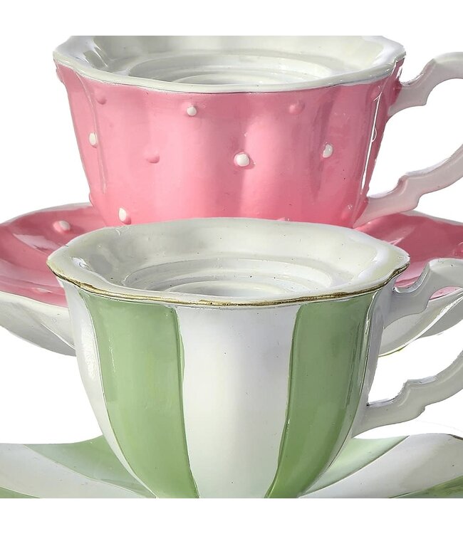 4.5" Resin Tea Cup Taper Candle Holder - Sold Individually