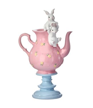 13" Resin Tea Pot With Bunnies