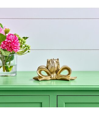 6" Resin Bowtie with Rose Taper Holder