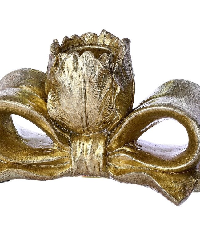 6" Resin Bowtie with Rose Taper Holder