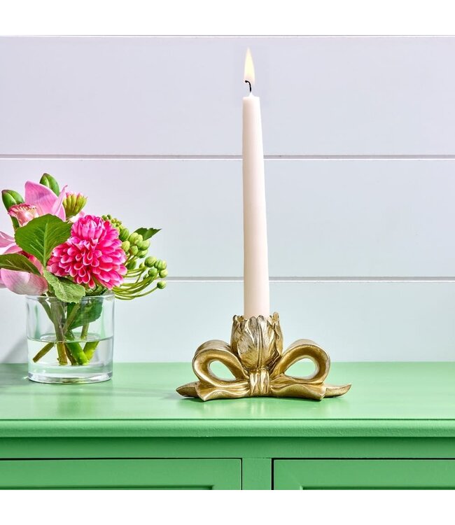 6" Resin Bowtie with Rose Taper Holder