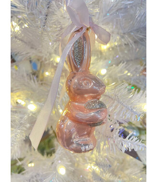 4.5" Glass Bunny Ornament Blush Pink
