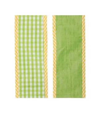 4”x5y Spring Gingham With Border Ribbon