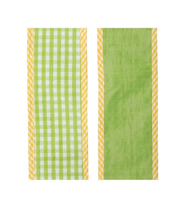 4”x5y Spring Gingham With Border Ribbon