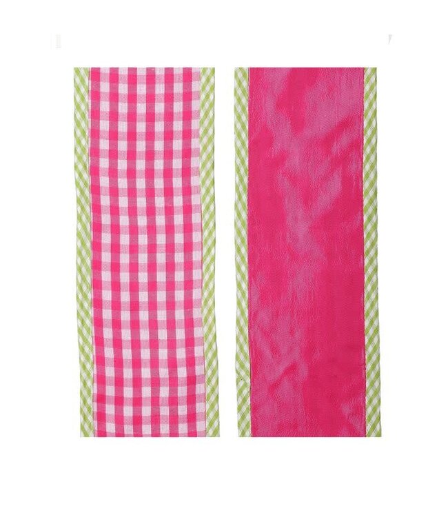 4”x5y Spring Gingham With Border Ribbon