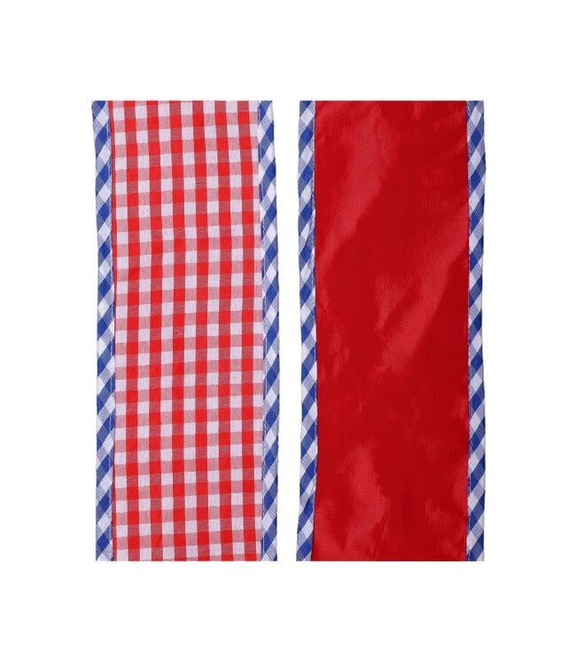 4”x5y Spring Gingham With Border Ribbon