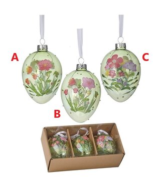 4" Glass Floral Egg - Sold Individually