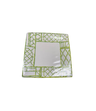 Bamboo Screen Moss Green Square Paper Dinner Plate