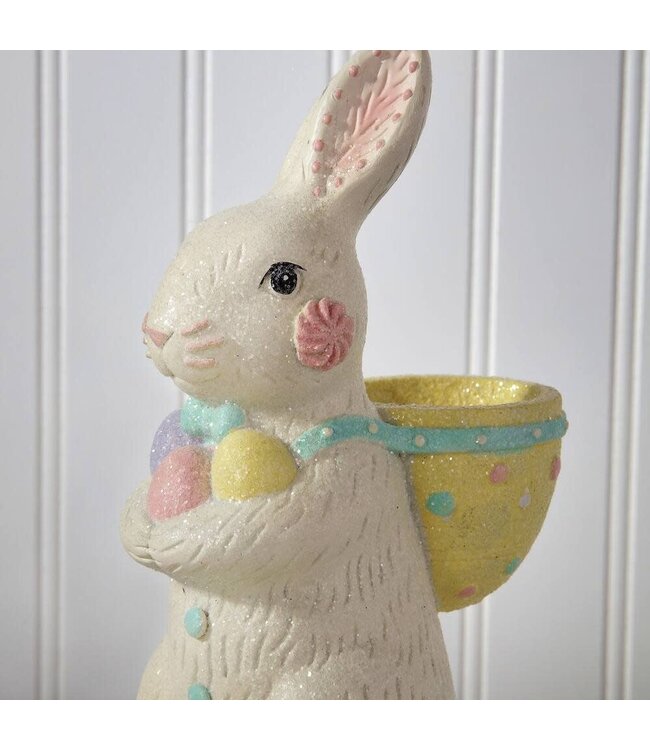 9" Resin Sugared Bunny with Basket