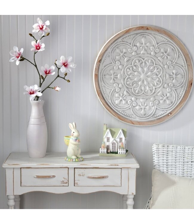 9" Resin Sugared Bunny with Basket