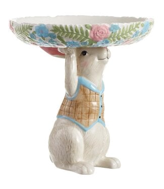 8.5" Bunny Holding A Plate Cream Mixed