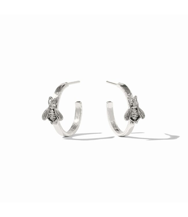 JULIE VOS Bee Hoop Silver Earrings