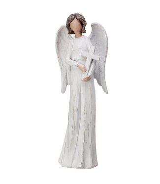 12" Resin Angel With Cross