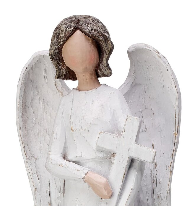 12" Resin Angel With Cross