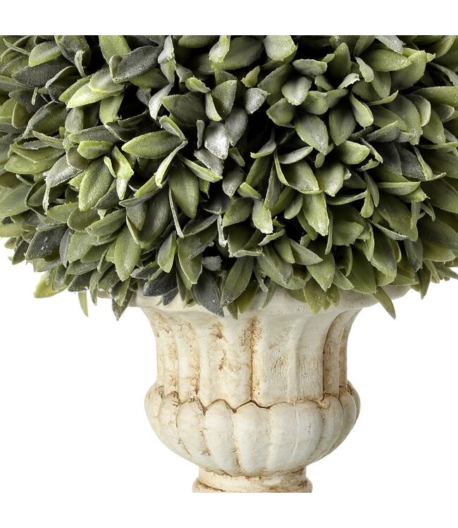 Potted Plastic Flocked Sage Ball in Urn
