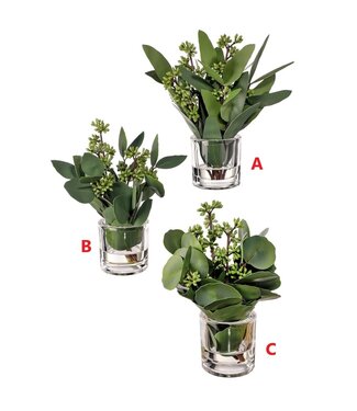 9.5" Natural Touch Eucalyptus in Glass Illusion - Sold Individually