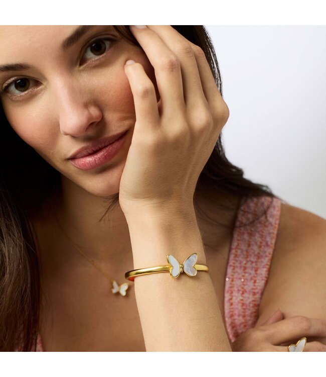 JULIE VOS Papillon Hinge Bangle Mother of Pearl