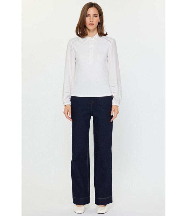 Abigail Mixed Media Polo Knit Top