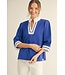 Nana Color Contrast Accent Standing Neck Solid Top