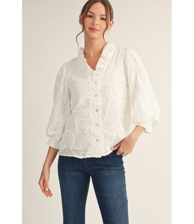 Madeline Button Down 3d Floral Top