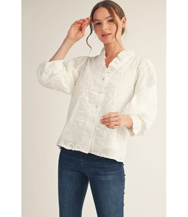 Madeline Button Down 3d Floral Top