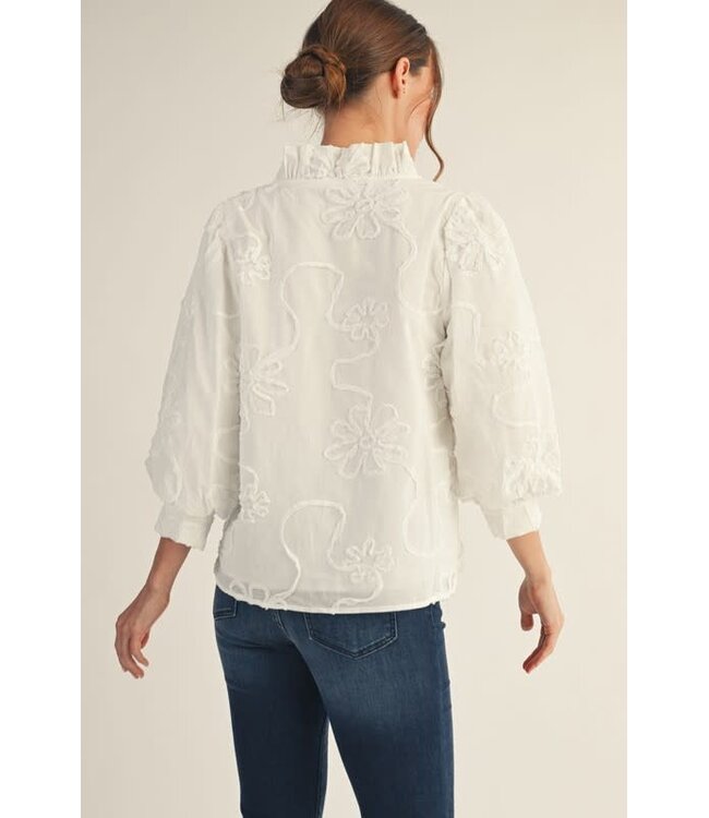 Madeline Button Down 3d Floral Top