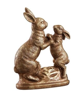 10.5 Inch Holding Hands Bunnies Gold
