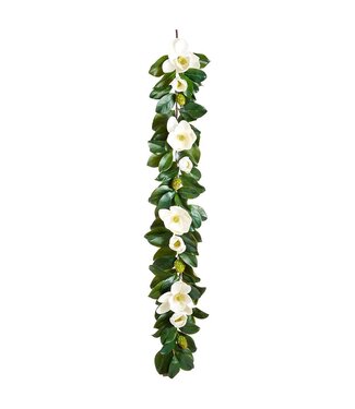 5 Inch Magnolia Garland  White Green