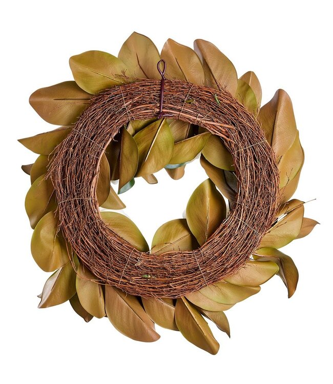 26 Inch Magnolia Wreath White Green