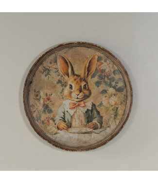 Round Framed Dining Bunny Print