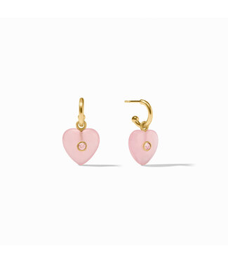 JULIE VOS Heart Hoop & Charm Earring Pink Quartz