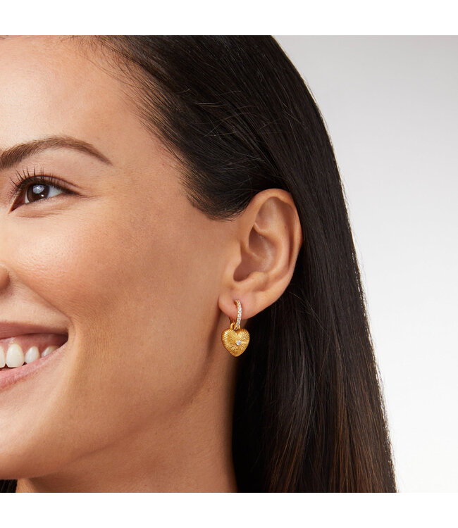 JULIE VOS Esme Heart Hoop & Charm Earring Cubic Zirconia