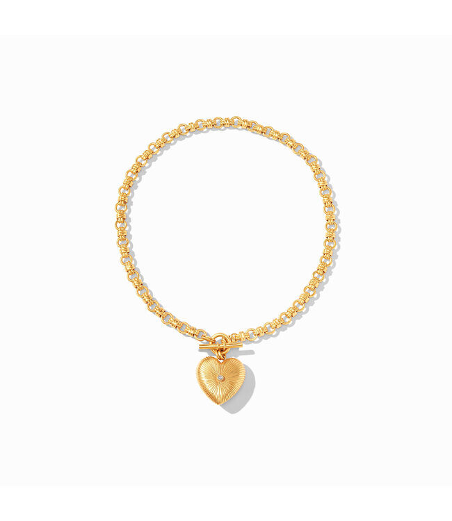 JULIE VOS Esme Heart Necklace Gold Cubic Zirconia