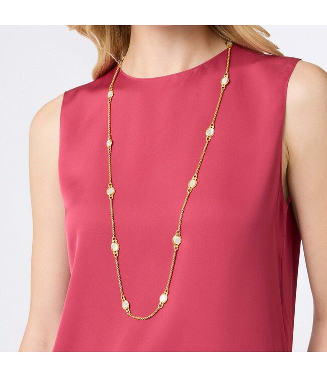 JULIE VOS Saratoga Stone Station Necklace Mother of Pearl