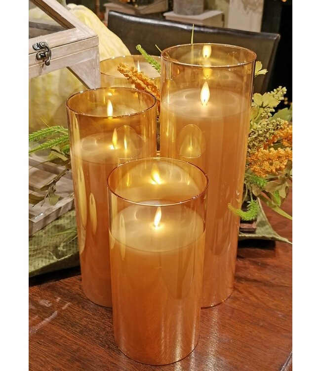 Moving Flame LED Glass Pillar - Sold Individually