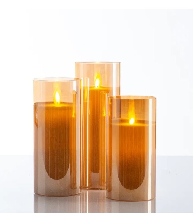 Moving Flame LED Glass Pillar - Sold Individually