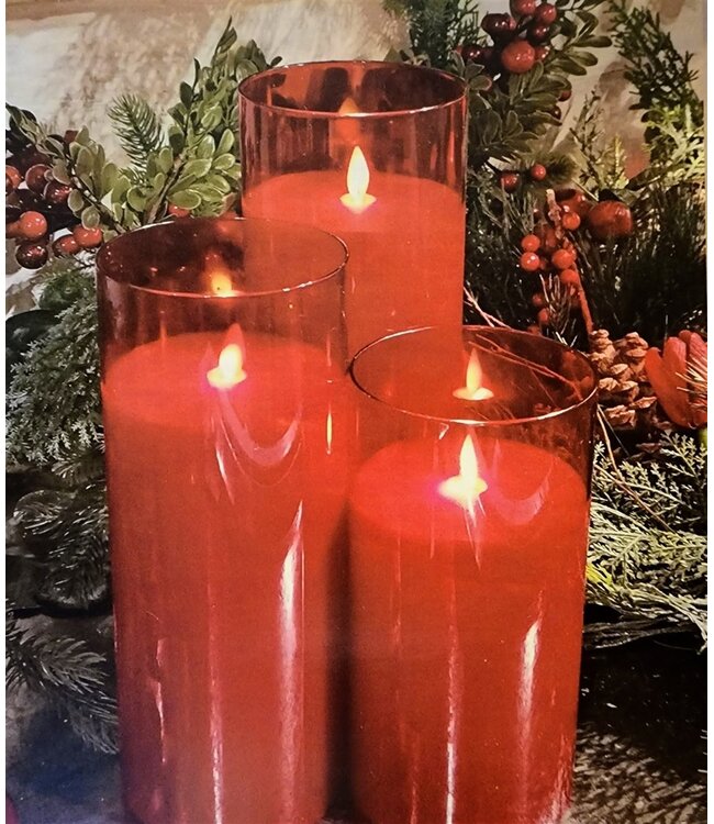 Moving Flame LED Glass Pillar - Sold Individually