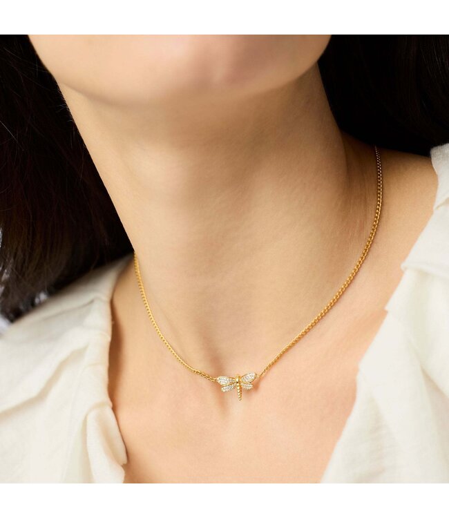 JULIE VOS Dragonfly Pave Delicate Necklace Cubic Zirconia