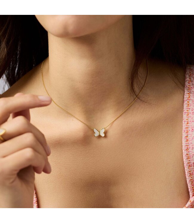 JULIE VOS Papillon Delicate Necklace Mother of Pearl