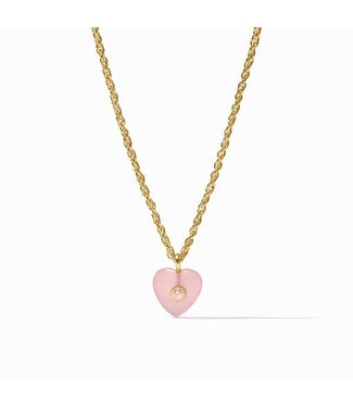 JULIE VOS Heart Delicate Necklace Pink Quartz