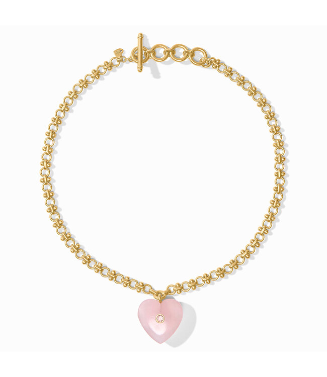 JULIE VOS Heart Necklace Pink Quartz