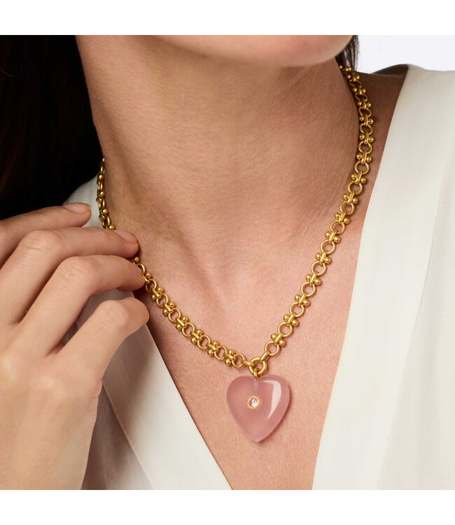 JULIE VOS Heart Necklace Pink Quartz