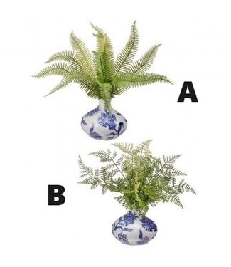 11.5" Plastic Natural Fern Ceramic Vase - Sold Individually