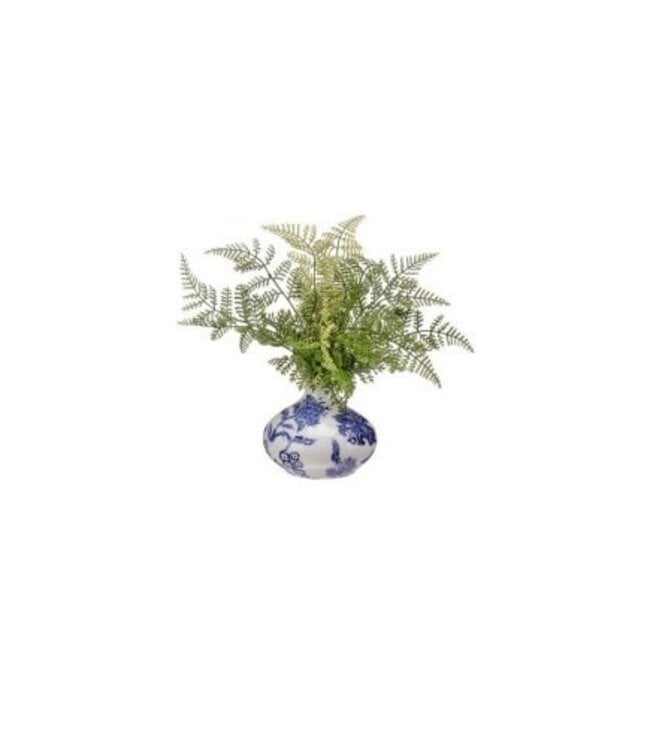 11.5" Plastic Natural Fern Ceramic Vase - Sold Individually