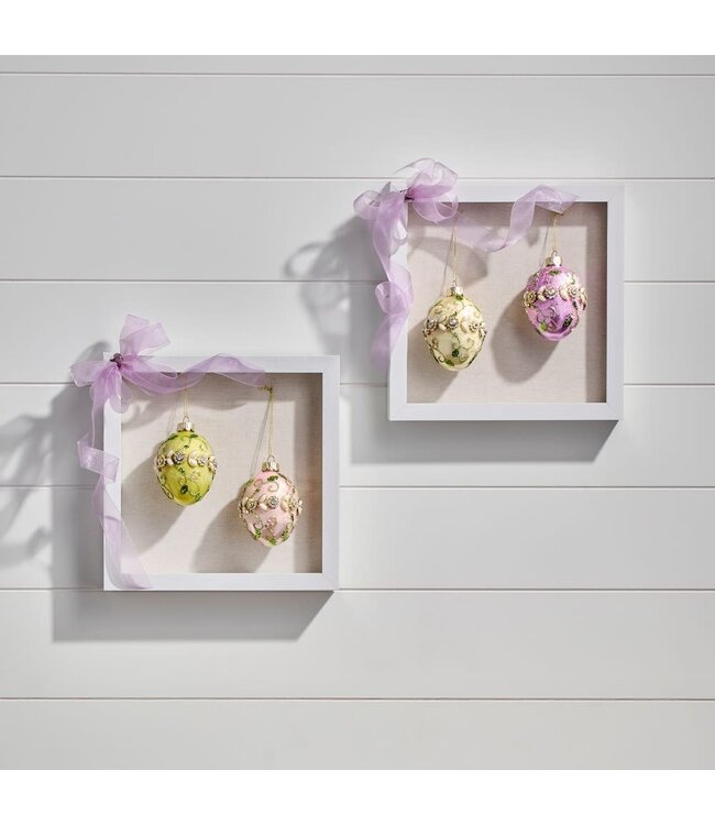 2.5" Glass Jewel Fleurette Egg Ornament - Sold Individually