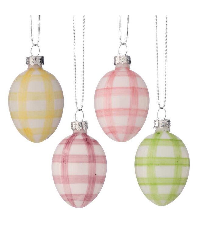 2" Glass Stripe Egg Ornament - Sold Individually
