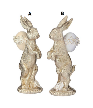 8.5” Resin Bunny W/Basket/Egg - Sold Individually