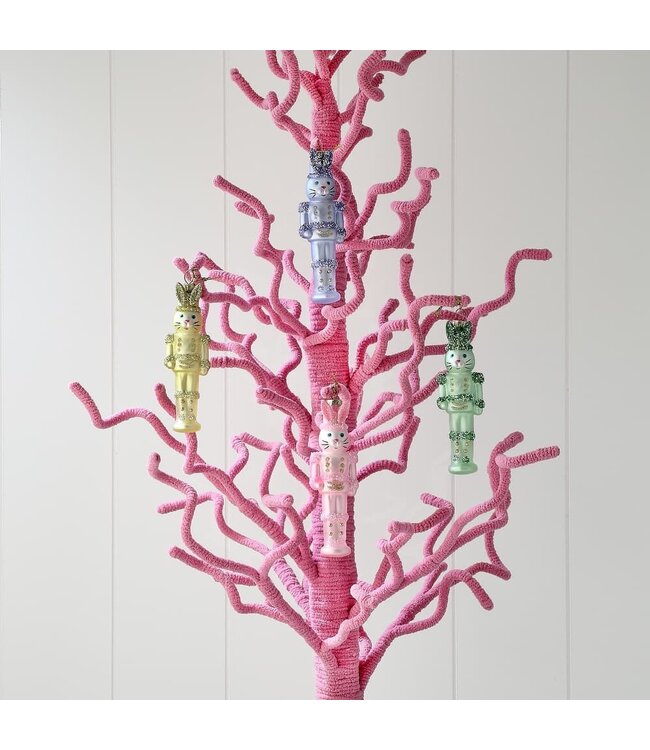 4.5" Glass Bunny Soldier Ornament - Sold Individually